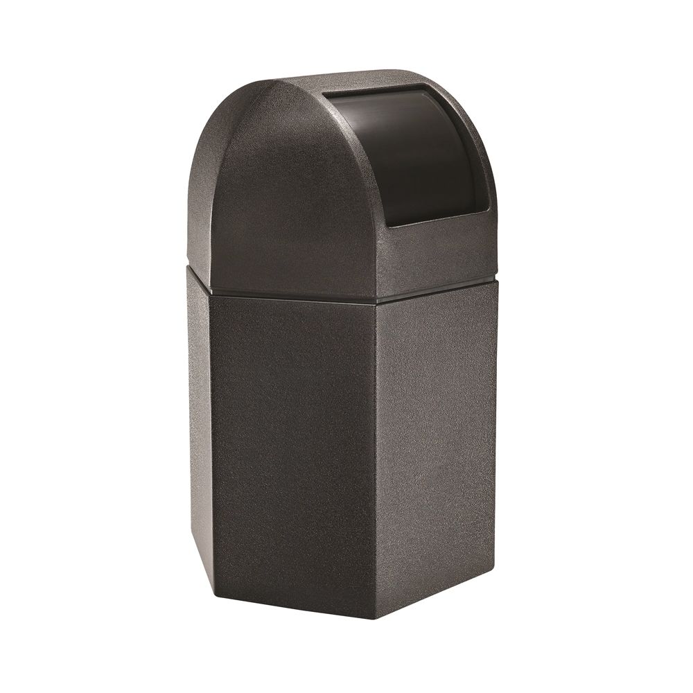 Commercial Zone® 45 Gallon Hexagon Waste Container with Dome Lid, Black